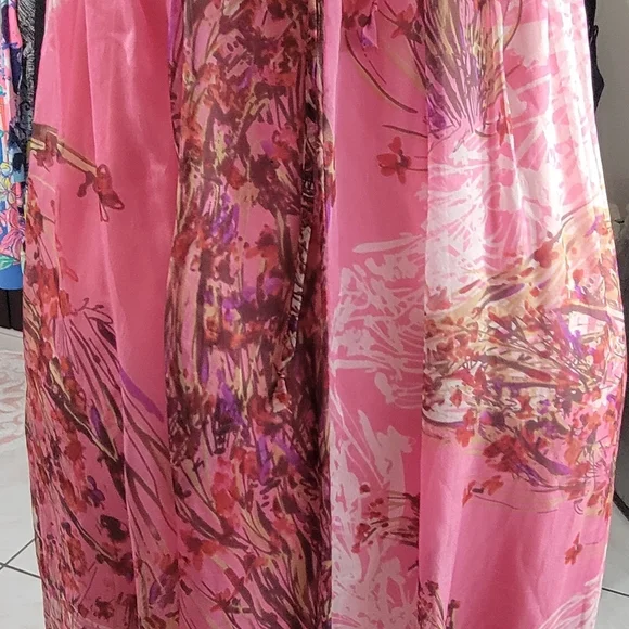 Elegant Pink Floral Maxi Dress Size # S - Picture 9 of 14